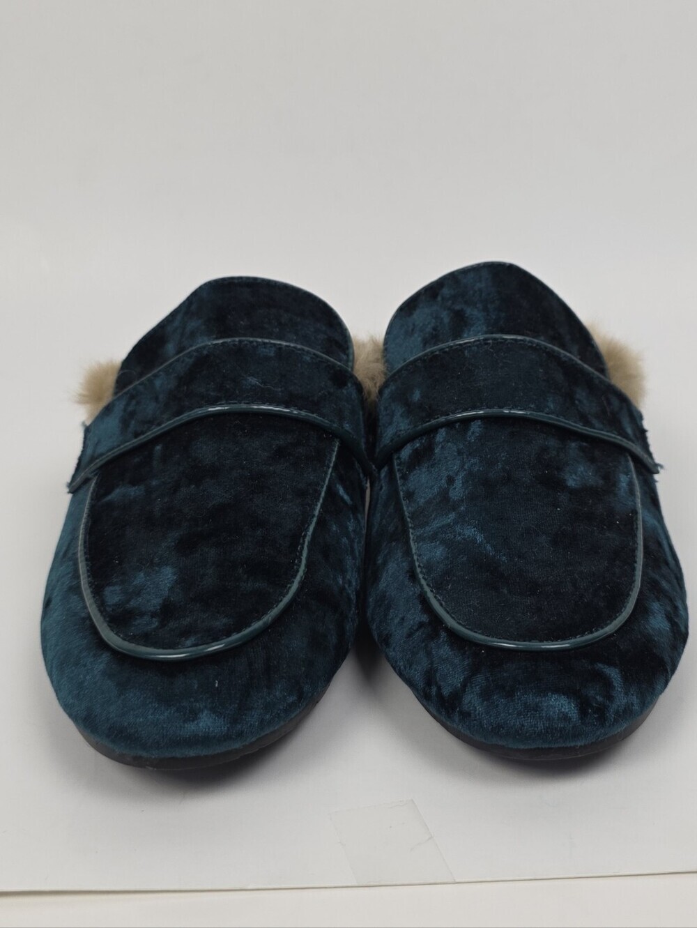 Steve Madden Kaden Green Velvet Fur Smoking Flats Loafer Mule - 7.5 - Picture 5 of 11